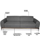 Ver imagem 4 de Sofá 180cm 3 Lugares Pés Preto Molino C-416 Linho Cinza