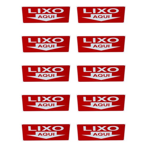Kit Combo 10 Placa de Sinalização Lixo Aqui 20x30cm Vermelho
