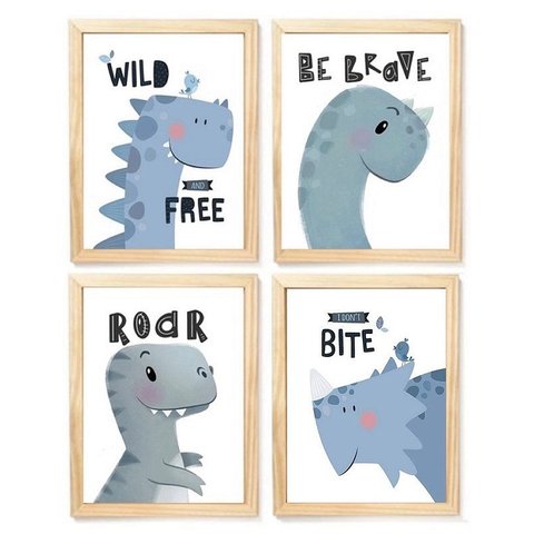 Kit Quadro Dino Dinossauro Decorativo Quarto Criança Bebê Enxoval