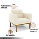 Ver imagem 3 de Poltrona Decorativa Karen Pés Fixo em Madeira Castanho Veludo Bege G19 - Gran Belo