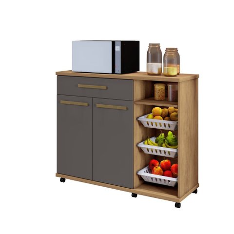 Fruteira Salinas 01 Gaveta 02 Portas e 03 Cestoss Removíveis Arte Móveis Cinamomo/grafite