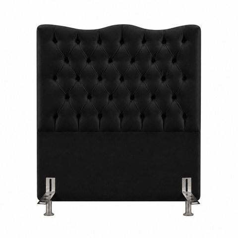 Cabeceira Espanha Solteiro Estofada Capitonê 90 cm Suede:Preto