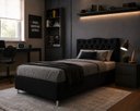 Ver imagem 3 de Cabeceira Espanha Solteiro Estofada Capitonê 90 cm Suede:Preto