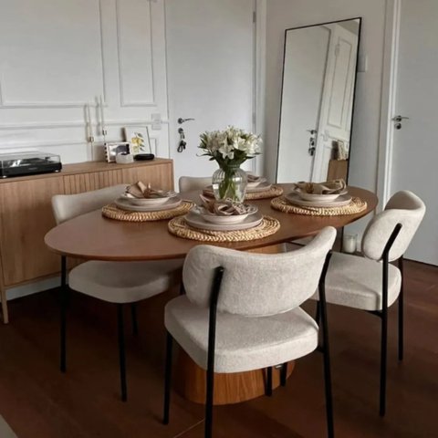 Mesa Sala de Jantar 140cm Oval Laminada Moderna Premium