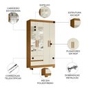 Ver imagem 3 de Guarda Roupa Casal 103cm Espelho Lipion Cinamomo/Off a02 - Mpozenato