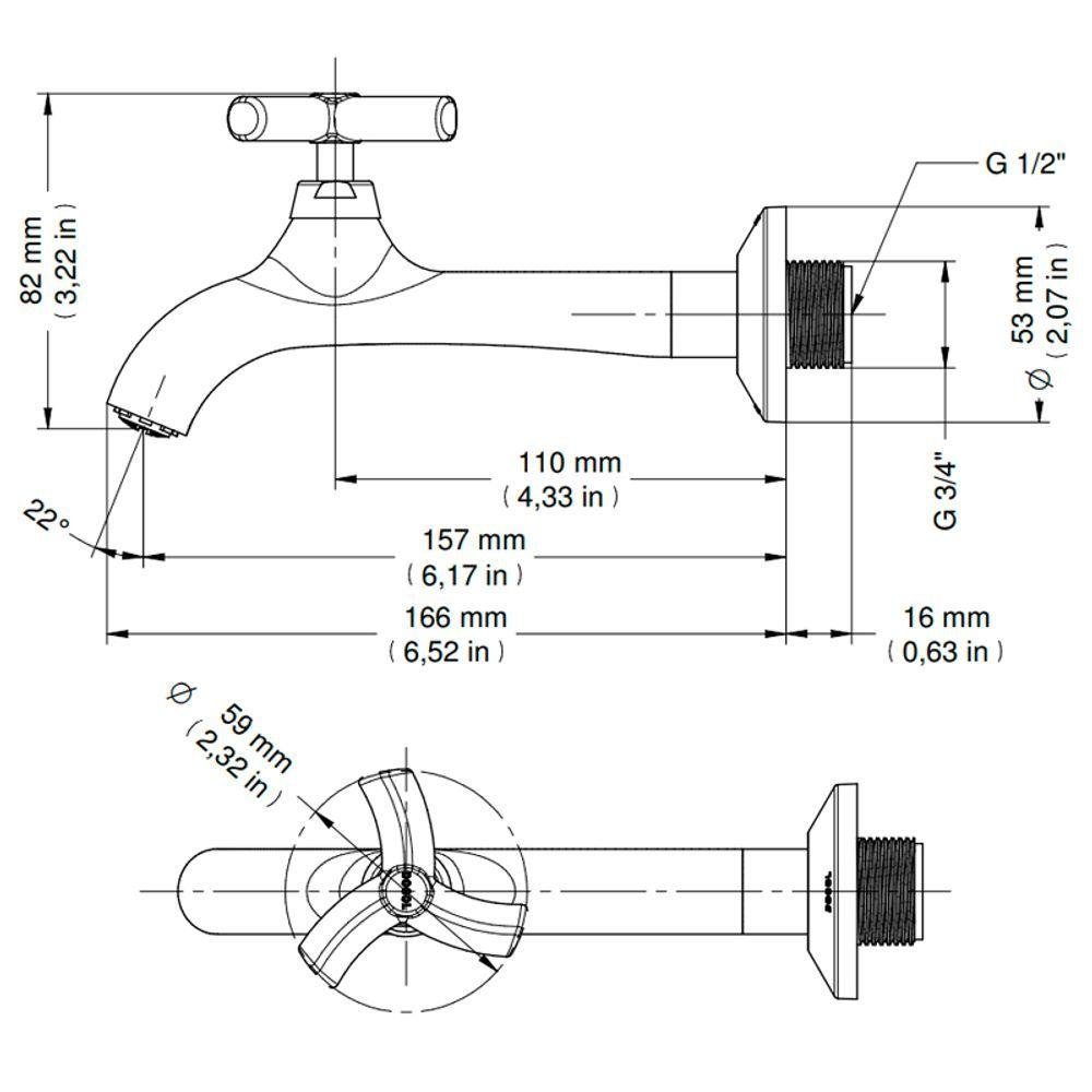 Torneira para Tanque Docol Primor 673106 de Parede Cromada - 2