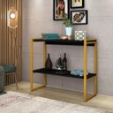Ver imagem 1 de Aparador Industrial Ísis Base Aço Dourado 2 Prateleiras MDF Base Dourada/Preto