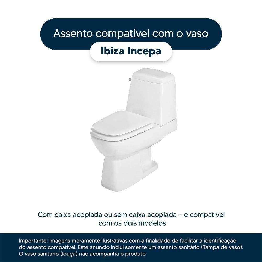 Tampa de Vaso Poliéster com Fechamento Lento Ibiza Branco para Louça Incepa com Ferragem Dourada - 5