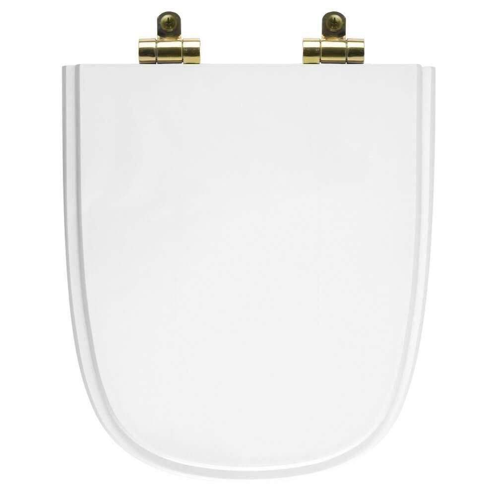 Tampa de Vaso Poliéster com Fechamento Lento Ibiza Branco para Louça Incepa com Ferragem Dourada - 1