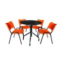 Ver mais imagens de Jogo Mesa Redonda para Restaurante Comércio com 4 Cadeiras Iso Laranja Base Preta Ecomhome