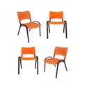 Ver imagem 3 de Jogo Mesa Redonda para Restaurante Comércio com 4 Cadeiras Iso Laranja Base Preta Ecomhome