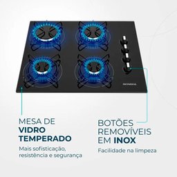 Fogão Cooktop 4 Bocas a Gás Mondial Ctg-01 Preto/inox Bivolt - 7