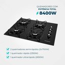 Ver imagem 6 de Fogão Cooktop 4 Bocas a Gás Mondial Ctg-01 Preto/inox Bivolt