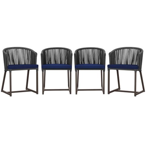 4 Cadeiras de Jantar Área Noronha em Alumínio com Pintura Marrom Corda Náutica E10 Trama Original