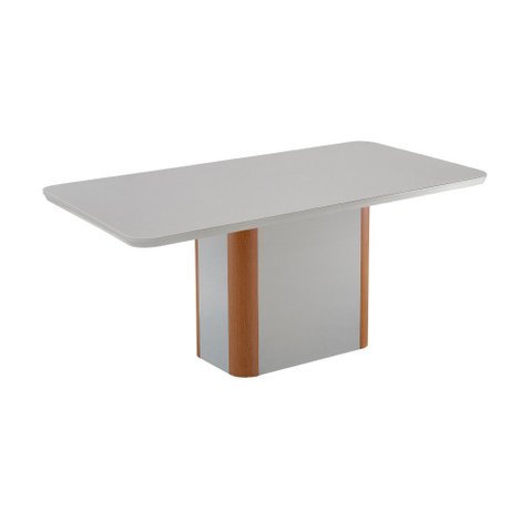 Mesa de Jantar Isadora 180cm Tampo Mdf e Vidro Canto Copo Moderna Mobília