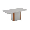 Ver imagem 1 de Mesa de Jantar Isadora 180cm Tampo Mdf e Vidro Canto Copo Moderna Mobília