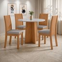 Ver imagem 1 de Conjunto Sala de Jantar Mesa Redonda Celebrare 100cm Tampo Vidro e 4 Cadeiras Athenas Veludo Cinza