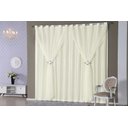 Ver imagem 2 de cortina quarto voal xadrez c/ forro tecido palha 4,00x2,80