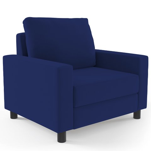 Poltrona Decorativa para e Recepção Malta L02 Suede Azul Marinho - Lyam Decor