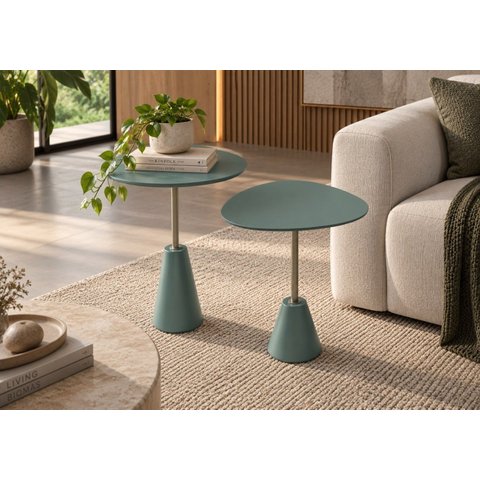 Conjunto Mesa de Canto Napoli Metal Verde Oliva