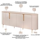 Ver imagem 5 de Aparador Buffet para Sala de Jantar 4 Portas Orgânico Lia D05 Off White - Lyam Decor