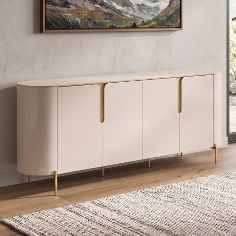 Aparador Buffet para Sala de Jantar 4 Portas Orgânico Lia D05 Off White - Lyam Decor