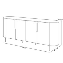 Aparador Buffet para Sala de Jantar 4 Portas Orgânico Lia D05 Off White - Lyam Decor - 5