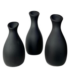 Trio vaso garrafa preto fosco em cerâmica enfeite de mesa - 1