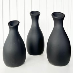 Trio vaso garrafa preto fosco em cerâmica enfeite de mesa - 4