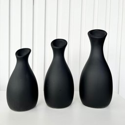 Trio vaso garrafa preto fosco em cerâmica enfeite de mesa - 3
