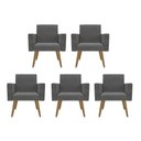 Ver imagem 1 de Kit 5 Poltronas: Elegância e Glamur Absolutos no Salão Cinza-escuro