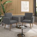 Ver imagem 2 de Kit 5 Poltronas: Elegância e Glamur Absolutos no Salão Cinza-escuro
