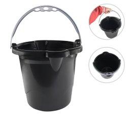 Balde 8,5 Litros Preto C/ Alça Limpeza Domestica Preto Faxina Jardinagem Redondo Material Resistente - 1