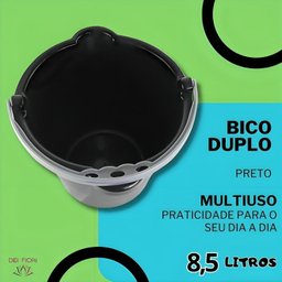 Balde 8,5 Litros Preto C/ Alça Limpeza Domestica Preto Faxina Jardinagem Redondo Material Resistente - 4