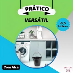 Balde 8,5 Litros Preto C/ Alça Limpeza Domestica Preto Faxina Jardinagem Redondo Material Resistente - 5