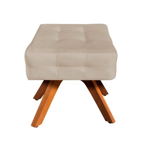 Puff Giratório Elisa Suede Base Madeira Mm30 D´rossi Bege