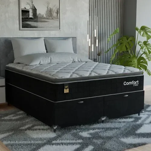 Ver imagem 7 de Cama Box Baú Queen + Colchão Comfort Class Pillow Top Preto/suede Preto