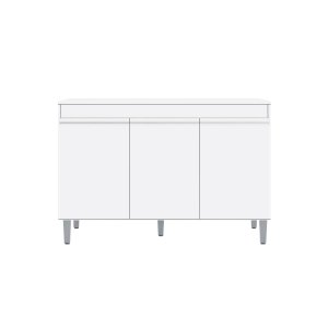 Balcão Cozinha Manu 120 Cm com Pés 3 Portas sem Tampo Branco - Ajl Móveis