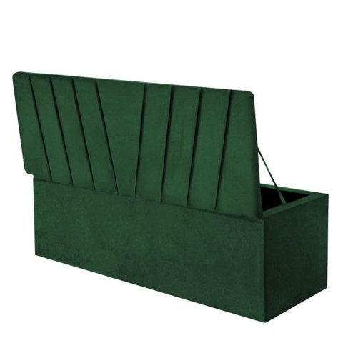 Calçadeira Baú Recamier Estofada Cama de Solteiro 100cm Bélgica Suede Verde- Mabe Magazine