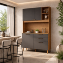 Ver imagem 1 de Armário para Cozinha 120cm Lume Compacto Robusto Pequeno para Apartamento 4 Portas com 2 Gavetas:gra