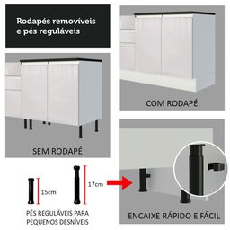 Cozinha Completa de Canto 100% MDF Madesa Acordes 459001 Armário e Balcão Frentes Branco Brilho Cor: - 8