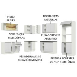 Cozinha Completa de Canto 100% MDF Madesa Acordes 459001 Armário e Balcão Frentes Branco Brilho Cor: - 4