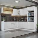Ver imagem 1 de Cozinha Completa de Canto 100% MDF Madesa Acordes 459001 Armário e Balcão Frentes Branco Brilho Cor: