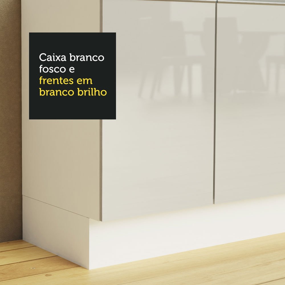 Cozinha Completa de Canto 100% MDF Madesa Acordes 459001 Armário e Balcão Frentes Branco Brilho Cor: - 7