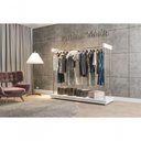 Ver imagem 4 de Kit 3 Araras Closet Expositor de Roupas com Rodízios Aço Cromado Branco