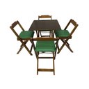 Ver imagem 2 de Conjunto Dobrável 70x70 Imbuia com 4 Cadeiras Estofada Verde