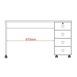 Mesa para Escritório 4 Gavetas e Rodízios Dubai - 3
