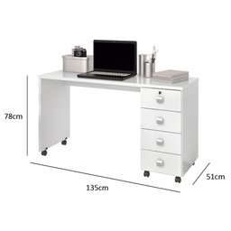 Mesa para Escritório 4 Gavetas e Rodízios Dubai - 2