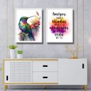 Ver imagem 1 de Kit 2 Quadros Amizade Beija-flor 24x18cm - com Vidro:moldura Preta