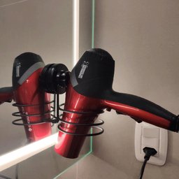 Suporte Porta Secador de Cabelo Preto com Ventosa de Parede Aço Faciliti Schmitt - 4